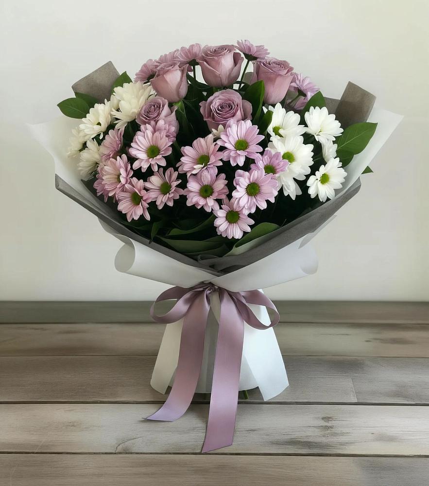 Букет цветов из: Хризантемы и Розы в Комсомольском Республики Мордовия