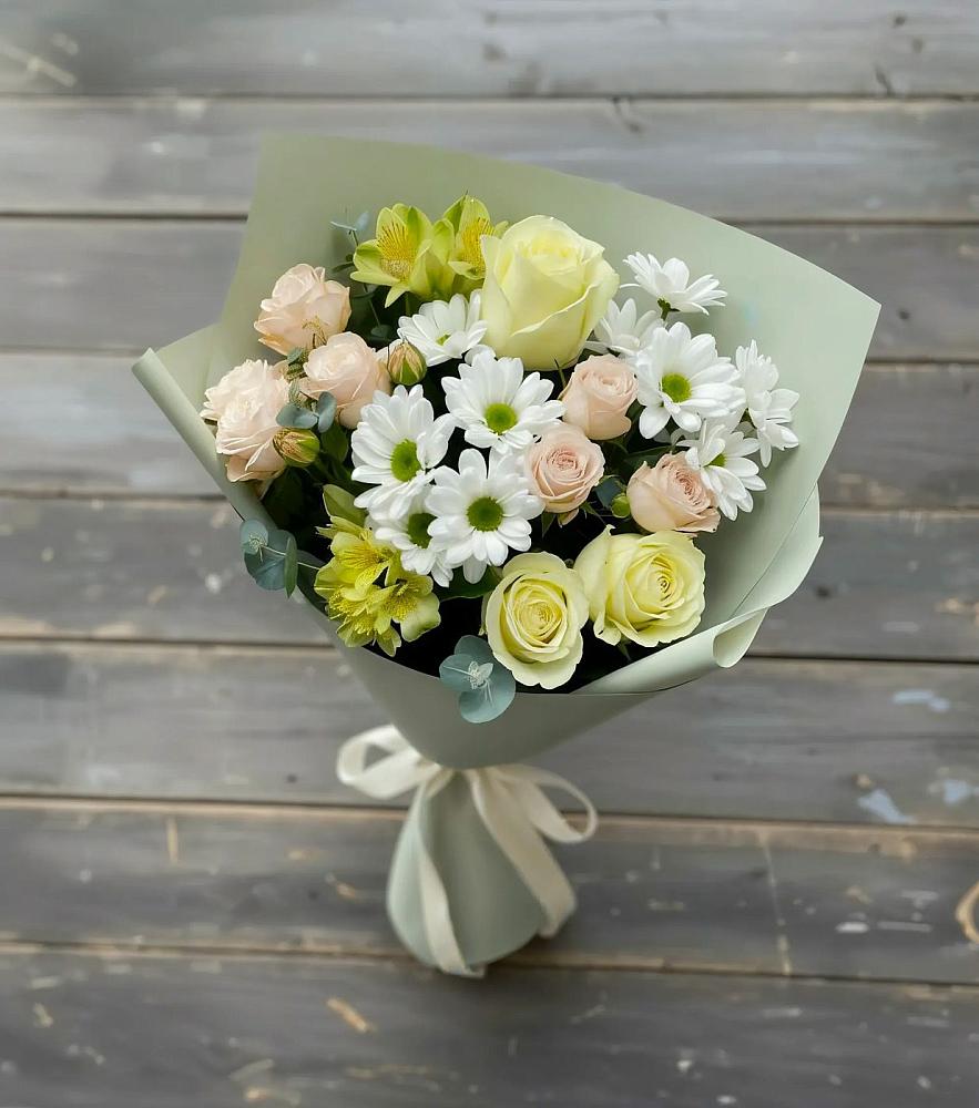 Букет цветов из: Альстромерии, Розы и Хризантемы в Комсомольском Республики Мордовия