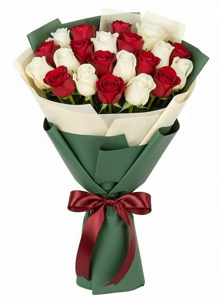 Букет Микс из красных и белых роз в Комсомольском Республики Мордовия
