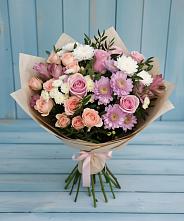 Букет цветов из:  Хризантемы, Розы и Альстромерии в Комсомольском Республики Мордовия