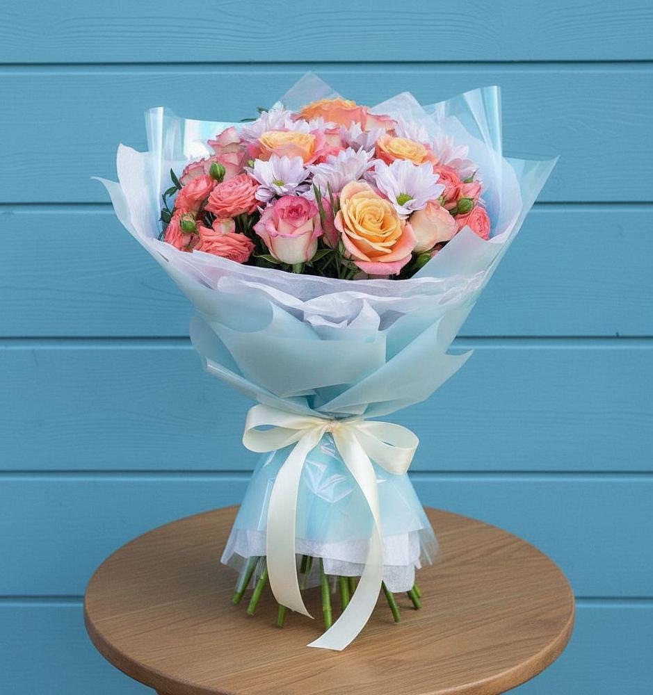 Букет цветов из: Хризантемы и Розы в Комсомольском Республики Мордовия