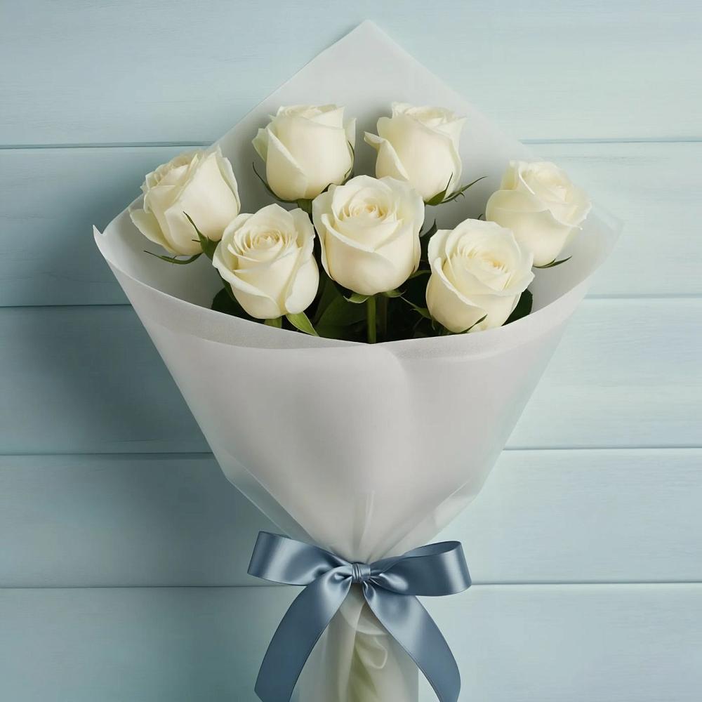 Букет 7 Белых роз Эдлесс Лав в Комсомольском Республики Мордовия